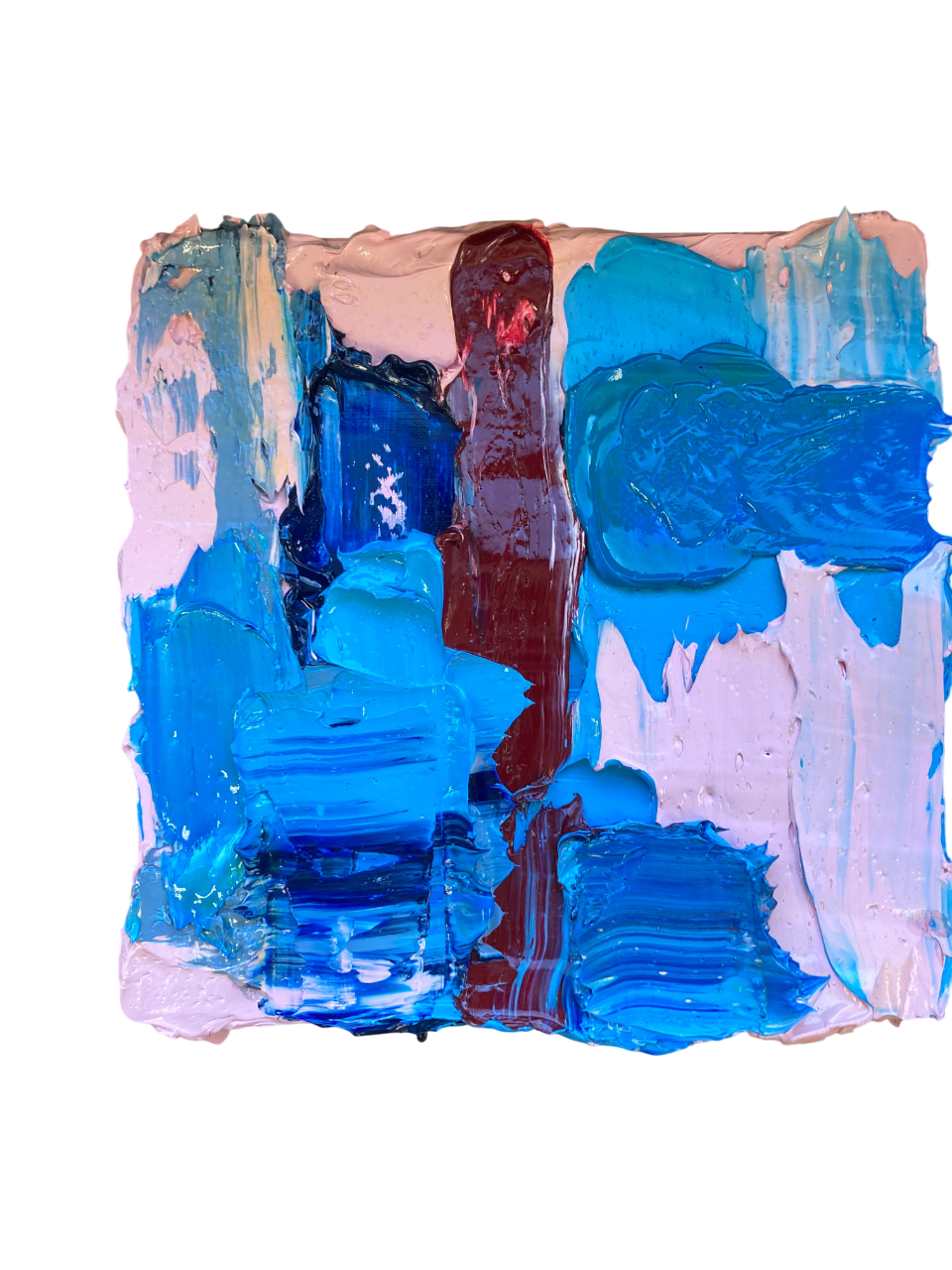 Olieverf Blauw/Roos - 30 x 30 cm