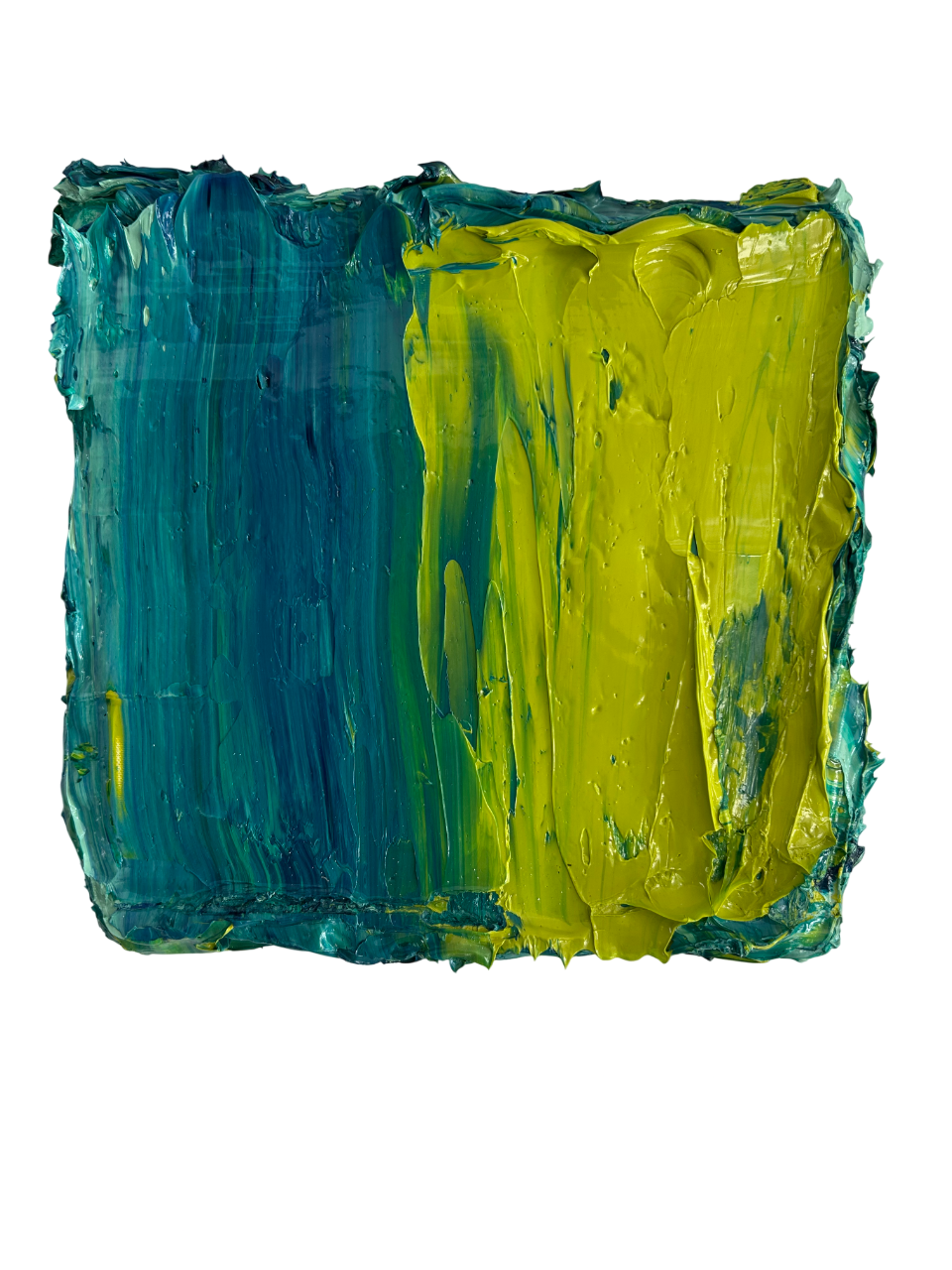 Olieverf Turquoise/Geel - 30 x 30 cm