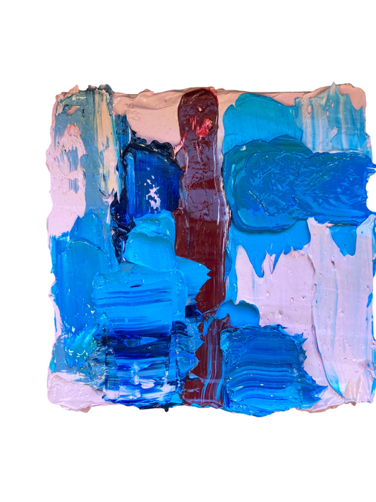 Olieverf Blauw/Roos - 30 x 30 cm